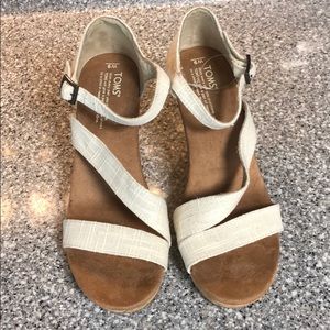 TOMS Linen Wedge Sandals